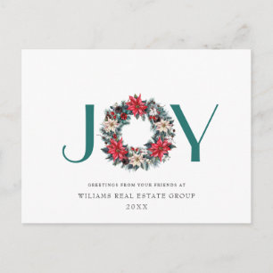 Cartes Pour Fêtes Annuelles Holly Poinsettia Wreath Entreprise Noël