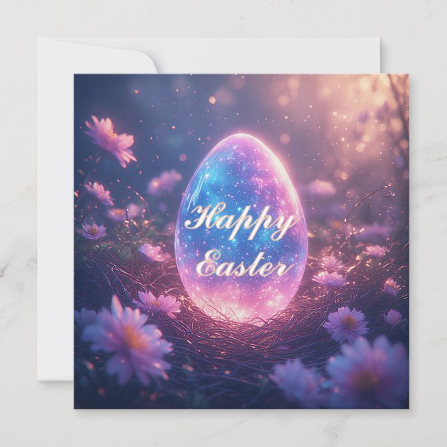 Cartes Pour Fêtes Annuelles Holographic Neon Easter Egg Card (Devant)