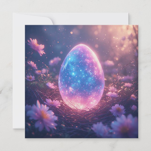 Cartes Pour Fêtes Annuelles Holographic Neon Easter Egg Card (Devant)
