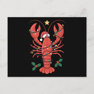 Cartes Pour Fêtes Annuelles Homard de Noël Chapeau du Père Noël Lumières Fêtes