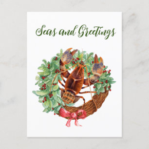 Cartes Pour Fêtes Annuelles Homard Noël Watercolor Wreath