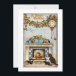 Cartes Pour Fêtes Annuelles Home Sweet Home Vintage Christmas Heart<br><div class="desc">Illustration de la carte de Noël ancienne restaurée, cosy et nostalgique, montrant une marmite suspendue au-dessus d'un feu brillant avec quatre chattes regardant sur. La cheminée est décorée pour Noël avec un saint festif et sur le mur est une horloge coucou et Home Sweet Home poem. L'arrière contient des champs...</div>