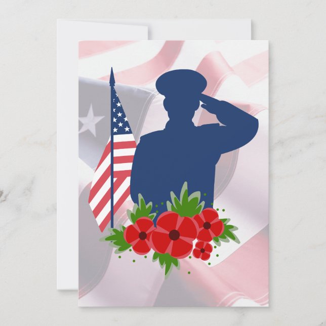 Cartes Pour Fêtes Annuelles Hommage du soldat américain à la Journée patriotiq (Devant)