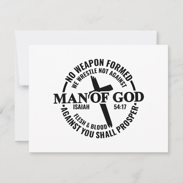 Cartes Pour Fêtes Annuelles Homme de Dieu, Aucune Arme Formée Contre Moi Sera  (Devant)