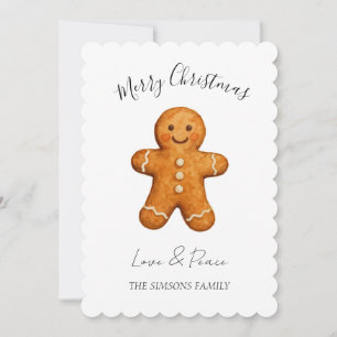 Cartes Pour Fêtes Annuelles Homme en pain d'épice à l'aquarelle Joyeux Noël