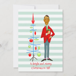 Cartes Pour Fêtes Annuelles Homme vintage 1950 avec arbre de Noël