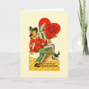 Cartes Pour Fêtes Annuelles Homme vintage Valentine d'épouvantail et de bidon