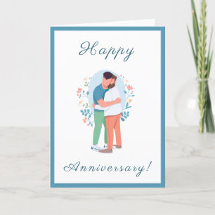 Cartes Pour Fêtes Annuelles Hommes gays Mariage Anniversaire de couple Enlacer