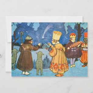 Cartes Pour Fêtes Annuelles Hommes sages vintages et moutons la nuit de Noël