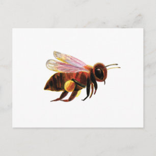 Cartes Pour Fêtes Annuelles Honey Bee avec ses corbeilles de pollen Illustrati