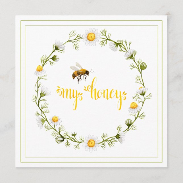 Cartes Pour Fêtes Annuelles Honey Bee Daisy Wreath Be My Honey Valentine’s Day (Devant)