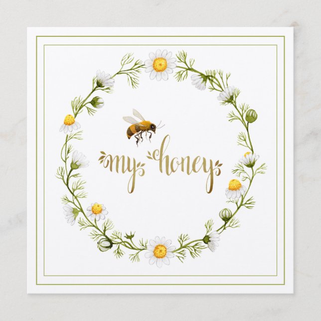 Cartes Pour Fêtes Annuelles Honey Bee Daisy Wreath Be My Honey Valentine’s Day (Devant)
