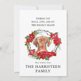 Cartes Pour Fêtes Annuelles Hongrois Vizsla aquarelle Poinsettia Noël