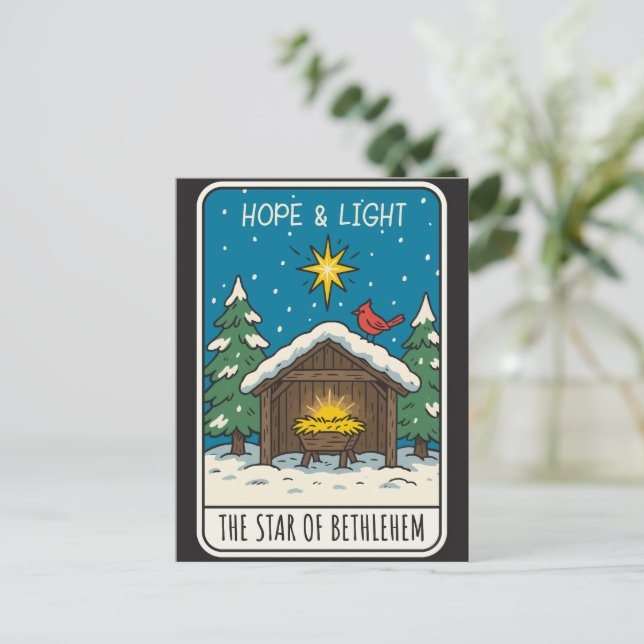 Cartes Pour Fêtes Annuelles Hope & Light Star of Bethlehem Nativity Scene (Debout devant)