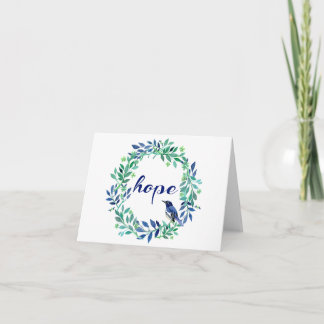 Cartes Pour Fêtes Annuelles "Hope" quota With Bird And Wreath