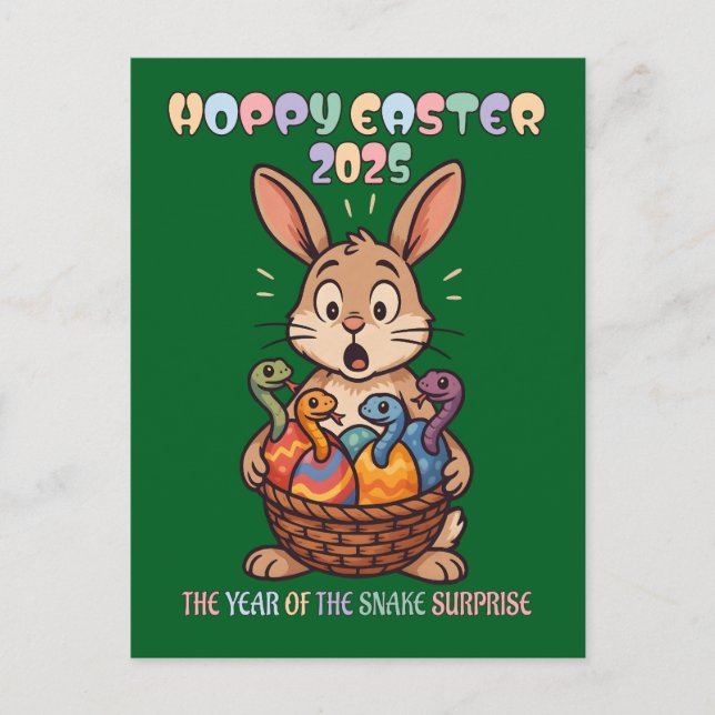 Cartes Pour Fêtes Annuelles Hoppy Easter 2025: The Year of the Snake Surprise! (Devant)