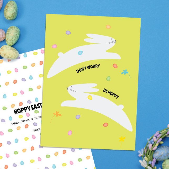 Cartes Pour Fêtes Annuelles Hoppy Easter Bunny | Modern Minimal Easter  (Créateur téléchargé)