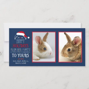 Cartes Pour Fêtes Annuelles Hoppy Holidays Christmas Rabbit Pet Photocard