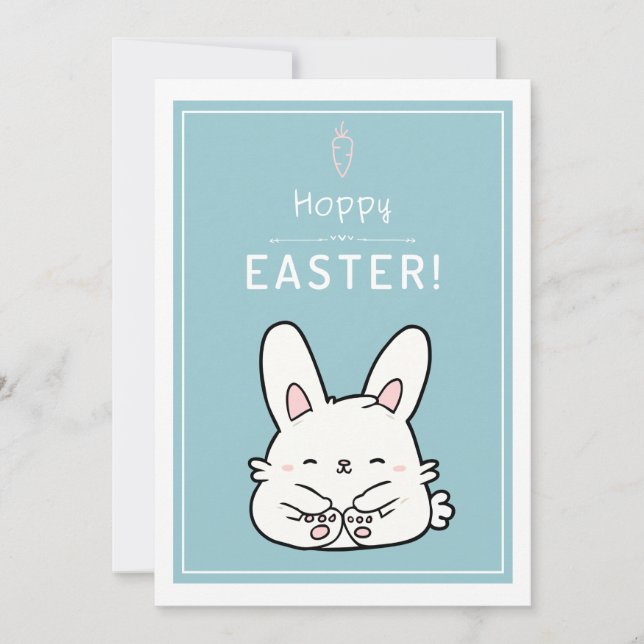 Cartes Pour Fêtes Annuelles Hoppy Pâques adorable lapin lapin mignon animal dr (Devant)