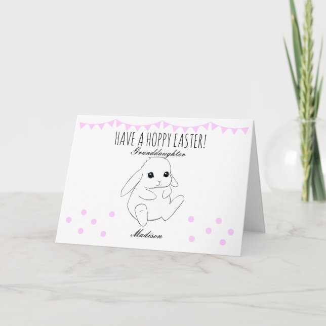 Cartes Pour Fêtes Annuelles Hoppy Pâques mignonne Bunny Grandgirl personnalisé (Devant)
