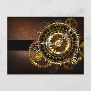Cartes Pour Fêtes Annuelles Horloge Steampunk avec des engrenages anciens