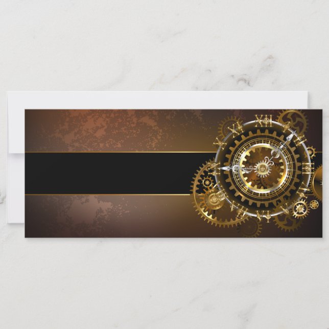 Cartes Pour Fêtes Annuelles Horloge Steampunk avec des engrenages anciens (Devant)