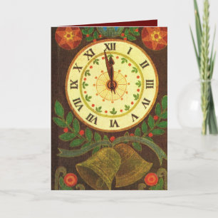Cartes Pour Fêtes Annuelles Horloge vintage, Joyeux Noël