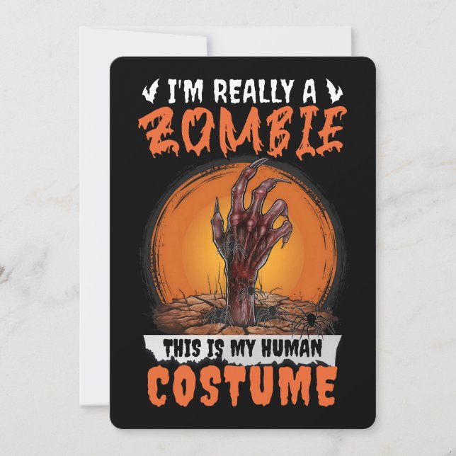 Cartes Pour Fêtes Annuelles Horreur Zombie Halloween Costume Déplaisant Grave (Devant)