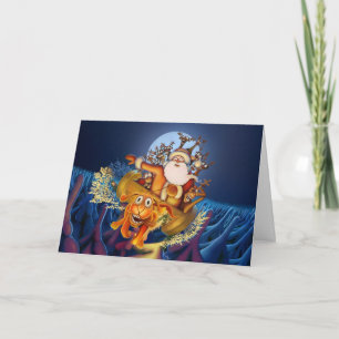 Cartes Pour Fêtes Annuelles Hors du contrôle Père Noël Sleigh avec le renne