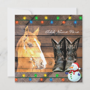 Cartes Pour Fêtes Annuelles Horse Cowboy Boots Rustic Barque