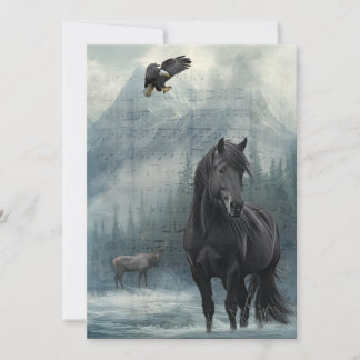 Cartes Pour Fêtes Annuelles Horse Wildlife Winter Watercolor