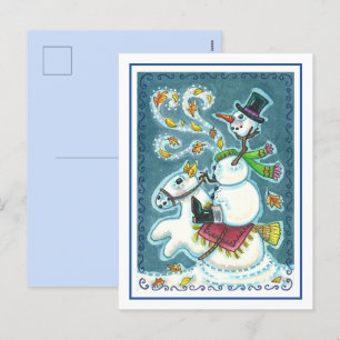 CARTES POUR FÊTES ANNUELLES HORSEMAN SNOWMAN SANS TÊTE, HUMOUR XMAS HALLOWEEN,