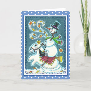 CARTES POUR FÊTES ANNUELLES HORSEMAN SNOWMAN SANS TÊTE, HUMOUR XMAS HALLOWEEN,