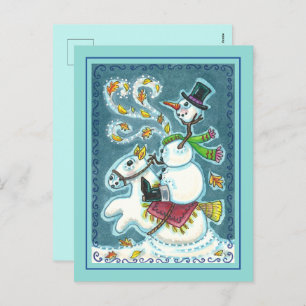 CARTES POUR FÊTES ANNUELLES HORSEMAN SNOWMAN SANS TÊTE, HUMOUR XMAS HALLOWEEN,