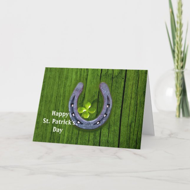 Cartes Pour Fêtes Annuelles Horseshoe Lucky Clover St. Patrick's Day (Devant)