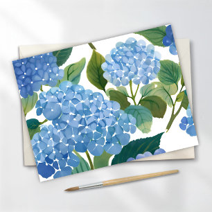 Cartes Pour Fêtes Annuelles Hortensias bleus   Beau buisson floral