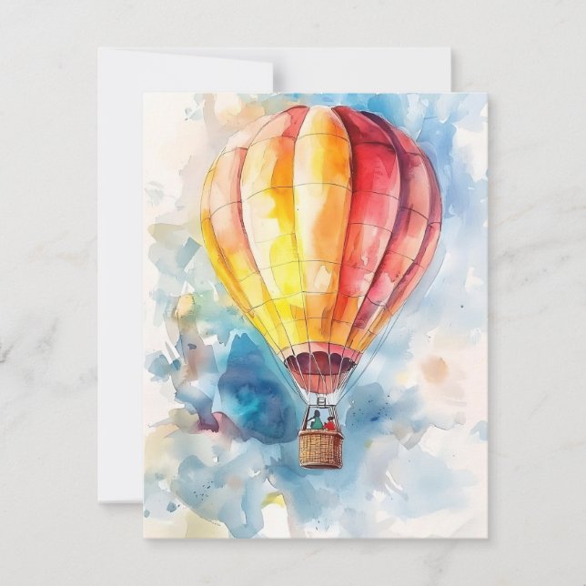 Cartes Pour Fêtes Annuelles Hot Air Balloon In Watercolors (Devant)