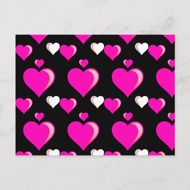 Cartes Pour Fêtes Annuelles Hot Pink and Black Hearts Valentine's Day Love Pat (Devant)
