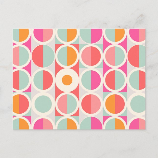 Cartes Pour Fêtes Annuelles Hot Pink Retro Circle Pattern (Devant)