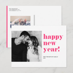 Cartes Pour Fêtes Annuelles Hot rose Bold Typographie Joyeux Nouvel An Photo