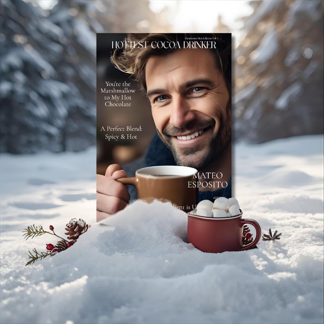 Cartes Pour Fêtes Annuelles Hottest Cocoa Drinker  Magazine Cover  (Hottest Cocoa Drinker Magazine Cover Holiday Card)