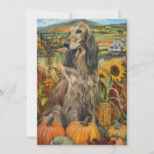 Cartes Pour Fêtes Annuelles Hound afghane récolte d'automne Thanksgiving Chien