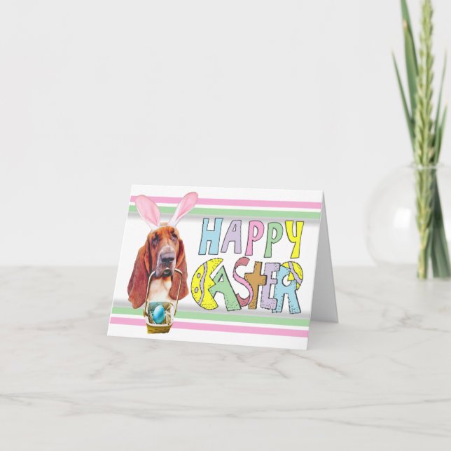 Cartes Pour Fêtes Annuelles Hound Basset de Pâques (Devant)