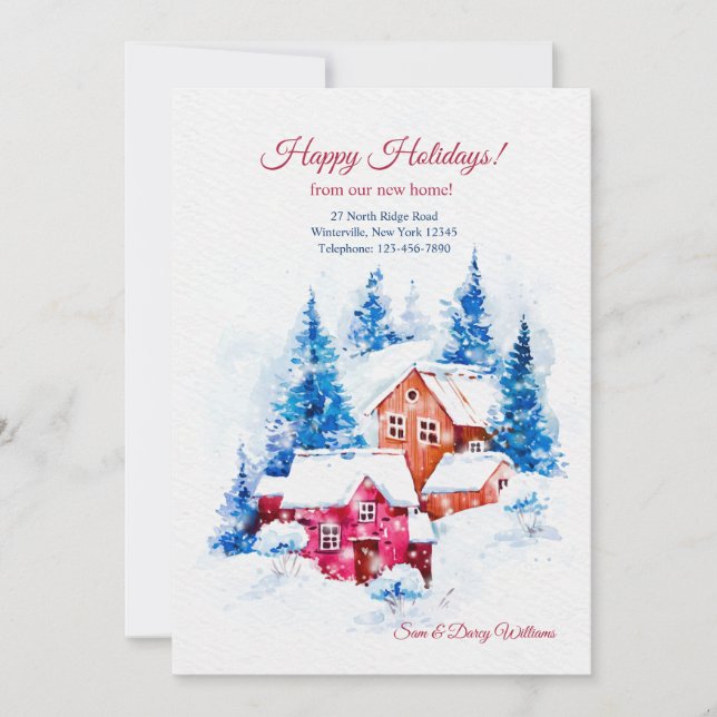 Cartes Pour Fêtes Annuelles Houses in Snow Holiday Moving Card (Devant)