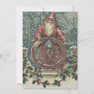 Cartes Pour Fêtes Annuelles Houx de tempête de neige de bateau de bateau de
