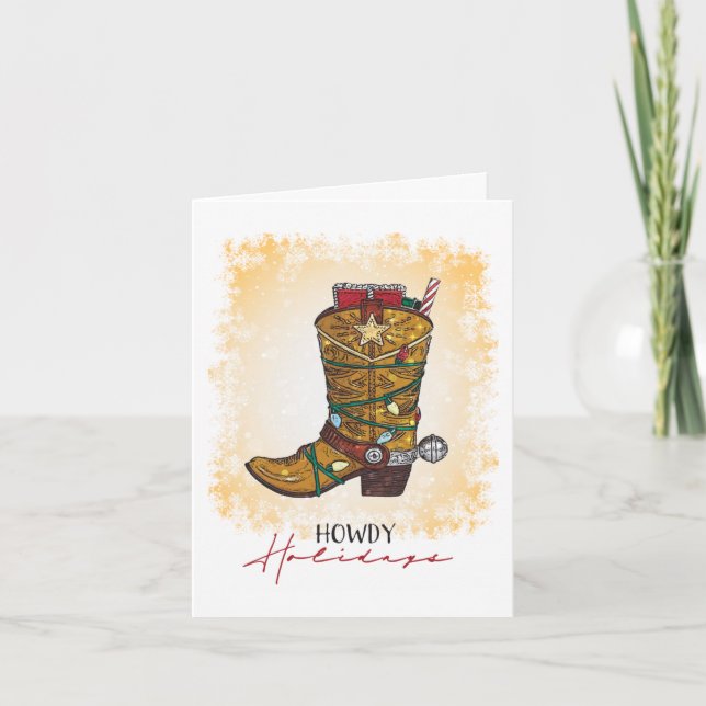 Cartes Pour Fêtes Annuelles Howdays Christmas Lights Cowboy Boot (Devant)