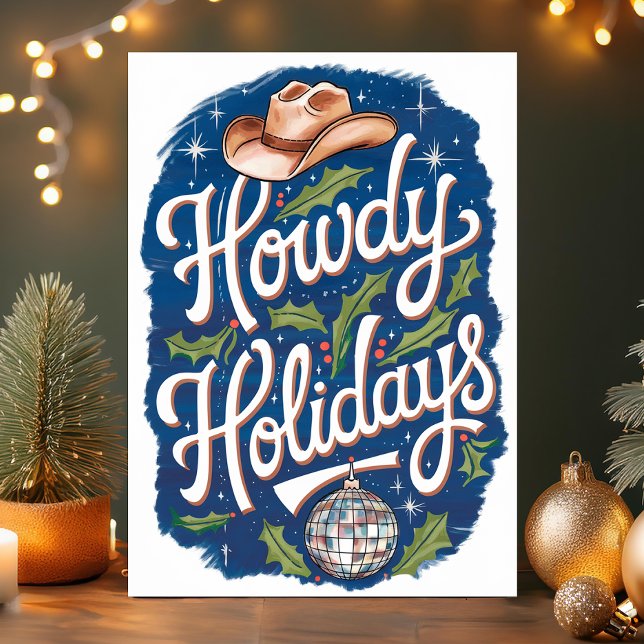 Cartes Pour Fêtes Annuelles Howdays Cowboy Disco Ball Christmas (Créateur téléchargé)