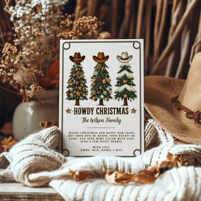 Cartes Pour Fêtes Annuelles Howdy Christmas Cow Imprimer Western Christmas Car (Créateur téléchargé)