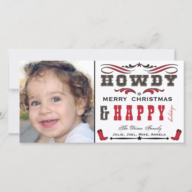 Cartes Pour Fêtes Annuelles Howdy Cowboy Western Xmas (Devant)
