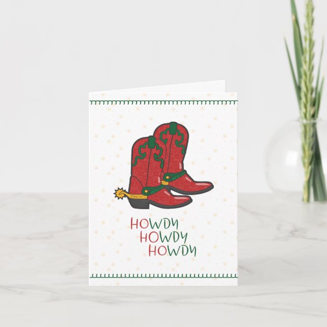 Cartes Pour Fêtes Annuelles HOwdy HOwdy Bottes de cow-boy de Noël (Devant)